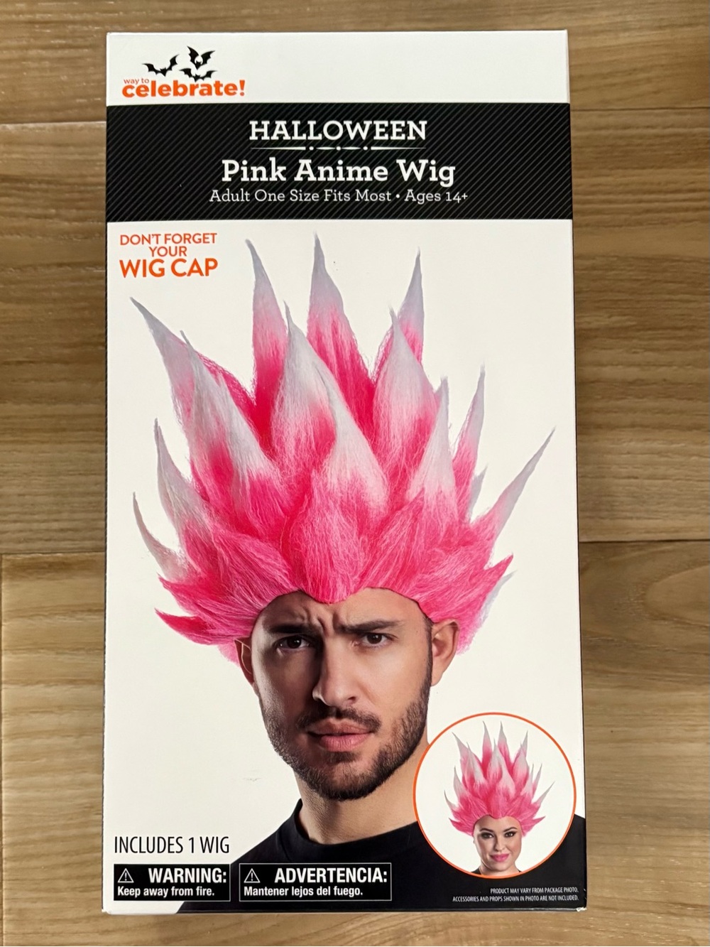 NEW Pink & White Spiky Anime Wig Cosplay Halloween Size Adult OSFA